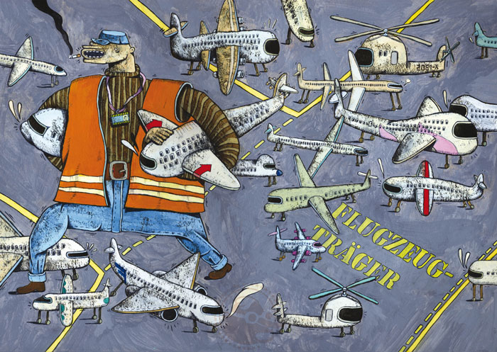 Die Illstration von Jan-Hendrik Holst zeigt den &laquo;Flugzeugtr&auml;ger&raquo;